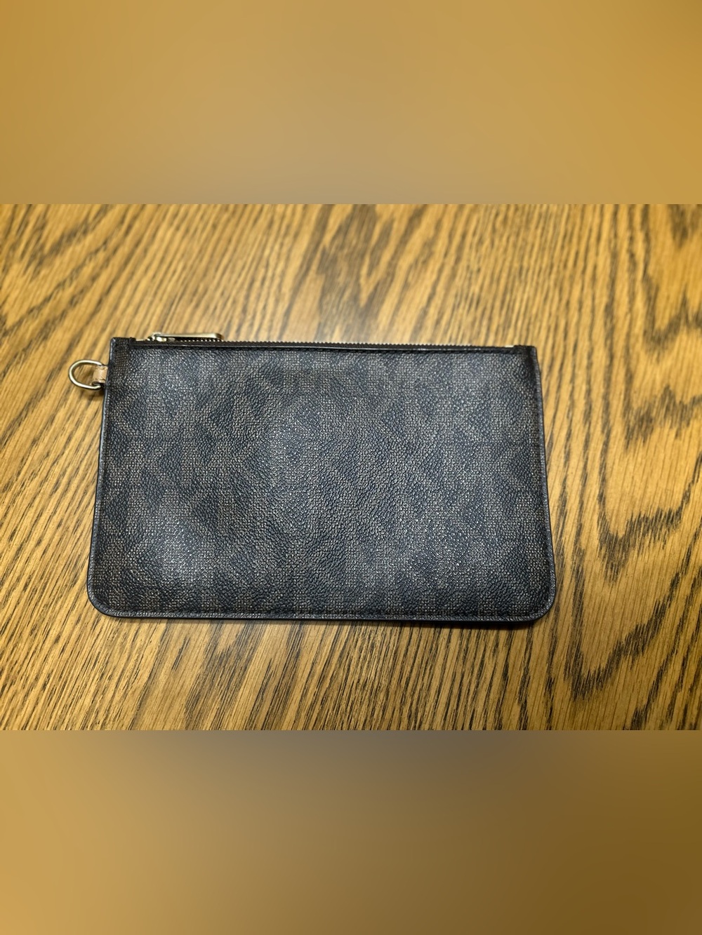 Michael Kors brown signature logo print zip pouch w/ card slots gold hardware